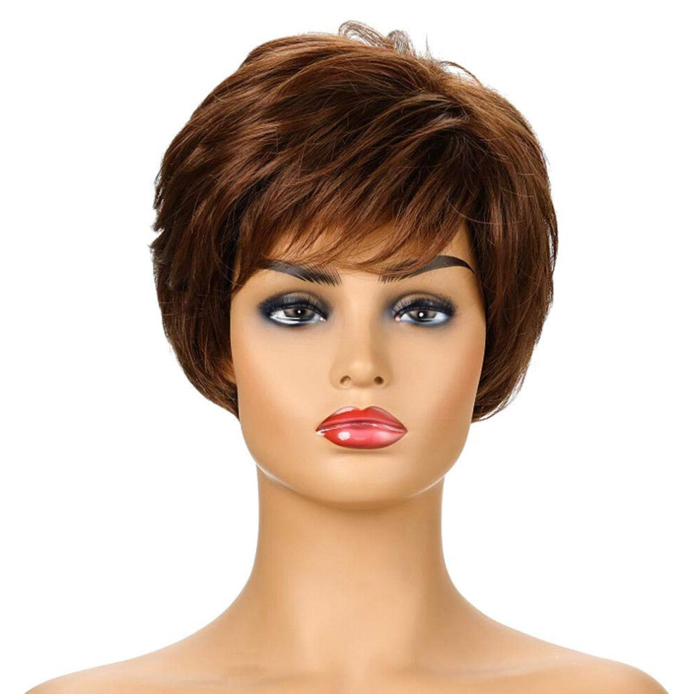 Unisex Brown Short Curly Synthetic Wig For Women Heat Resistant Naturallooking Texture For Cosplay Party
