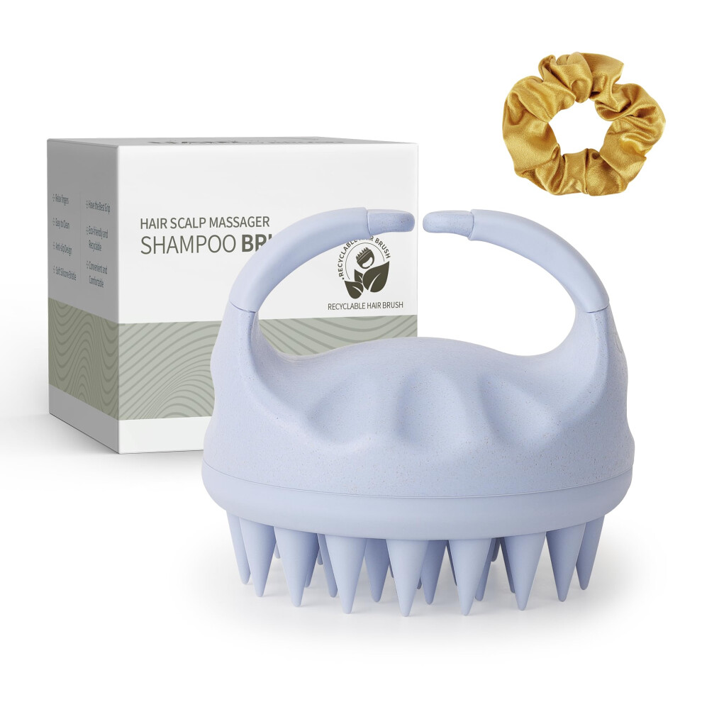 Sky Blue Scalp Massager Shampoo Brush With Gentle Silicone Bristles For Deep Exfoliation And Hair Growth,