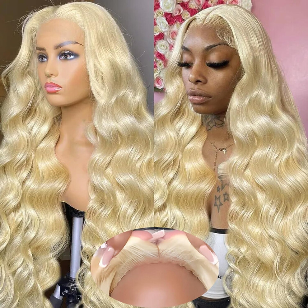 613 Blonde Glueless Lace Front Human Hair Wig 20 Inch Pre Plucked HD Lace Body Wave 180% Density