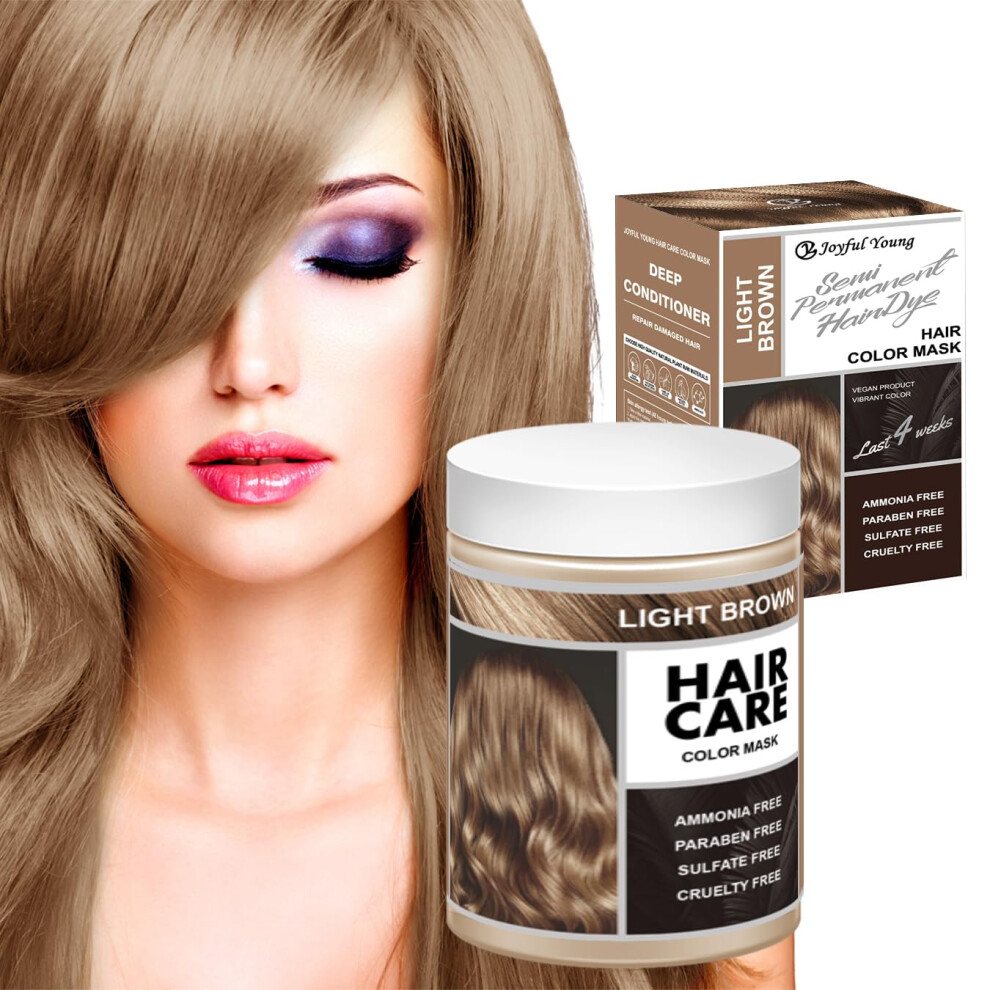 Brown Light Semi Permanent Hair Color Mask With Color Depositing Conditioner, Vegan And Plantbased