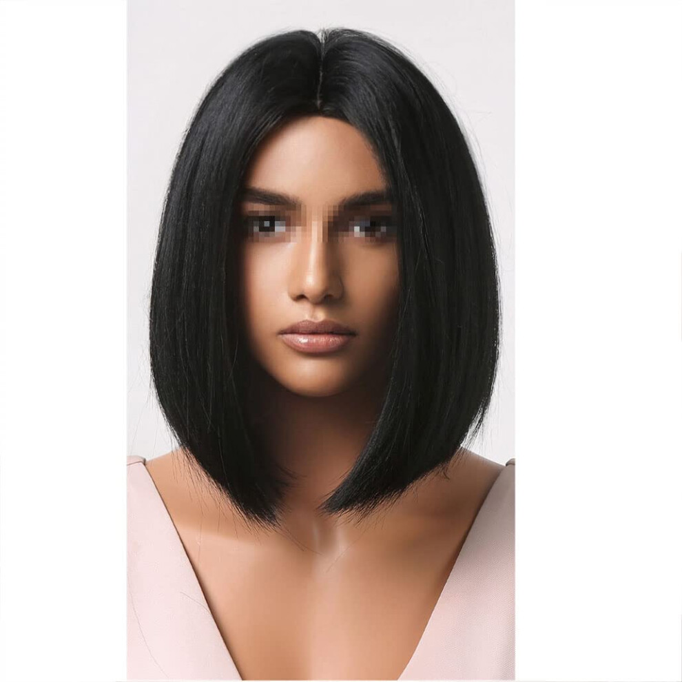 Unisex Brown Synthetic Bob Wig Blonde Ombre Short Straight Heat Resistant Fiber For Women Cosplay