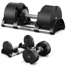 Haltère - ZIPRO - ROUND - Poids réglable 24 kg - Acier noir - Poignée antidérapante