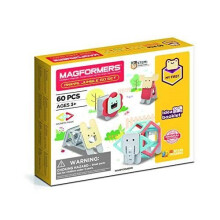 Magformers Mijn Eerste Dierenmix 60-delige Set, Pastelkleuren, Educatieve Magnetische Geometrische Vormen Tegels Bouw STEM Speelgoed Set Leeftijds