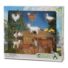 Figuriinit La Ferme - 9 eläimen setti - Käsin maalattu - Mitat 33x7x30 cm - Lapsille alkaen 3-vuotiaasta