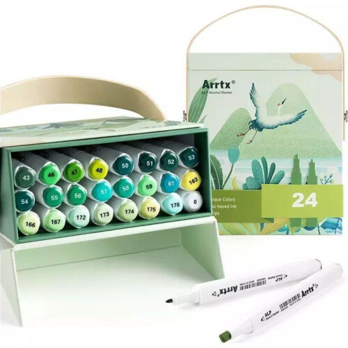 Marker - Arrtx - Doppelseitig - 24 Farben - Grüntöne