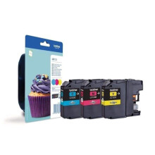 Cartucho de tinta - BROTHER - LC123RBWBP - Paquete de 3 - Alta calidad - Compatible con impresoras Brother