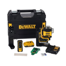 Livello laser multilines 3 x 360 con fascio verde e telecomando - Confezionato in astuccio T-STAK - DEWALT - DCLE34035D1-QW
