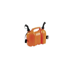 Bidone combinato 6L+3L arancione – Benzina + Olio con beccucci Bidone a doppio compartimento 6 + 3 litri con tappi ermetici e