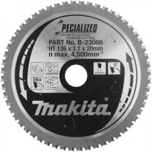 Lame carbure - MAKITA - B-23086 (Gespecialiseerd) - Inox en metaal - 13620 mm - voor accu cirkelzagen