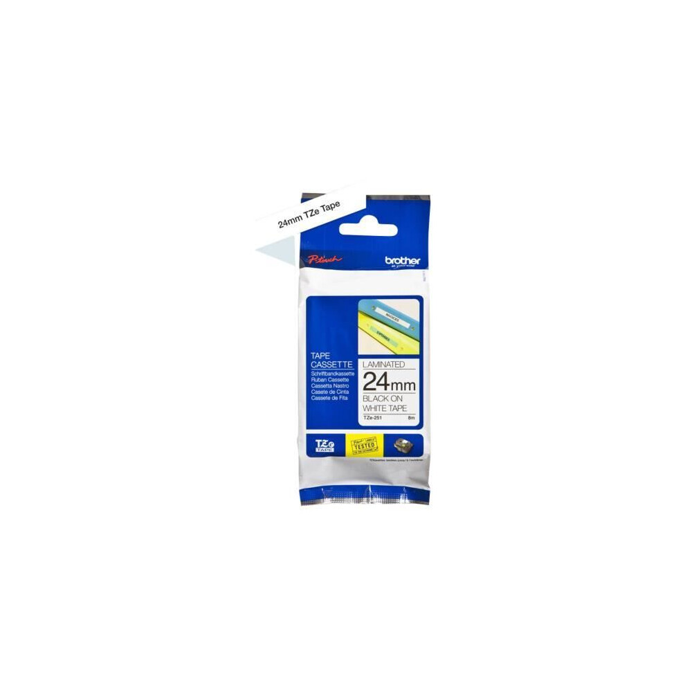 Brother Tze-251 Black On White Labelling Tape Â“ 24Mm Wide