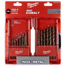 HSS-CO metaalboren - MILWAUKEE - HSS-G RED COBALT - 19 stuks - Ø 1–10 mm - Kobalt 5% 135 Quad Edge