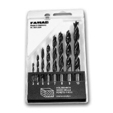 FAMAG Conjunto de 8 brocas para madeira CV em espiral com caixa de armazenamento em plástico - 4026271022837