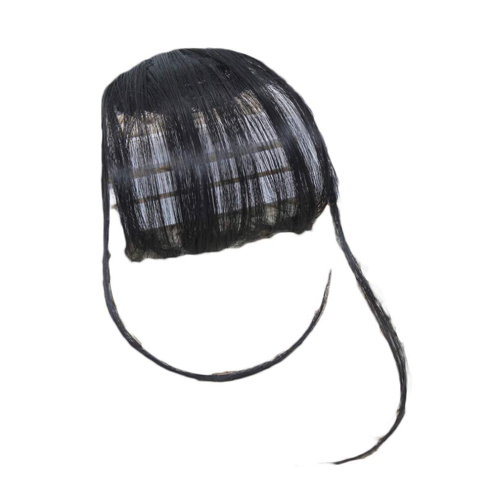Unisex Brown Light Clip In Bangs Wig With Sideburns, Natural Hairlike Texture Fake Fringe Hairpiece For Women
