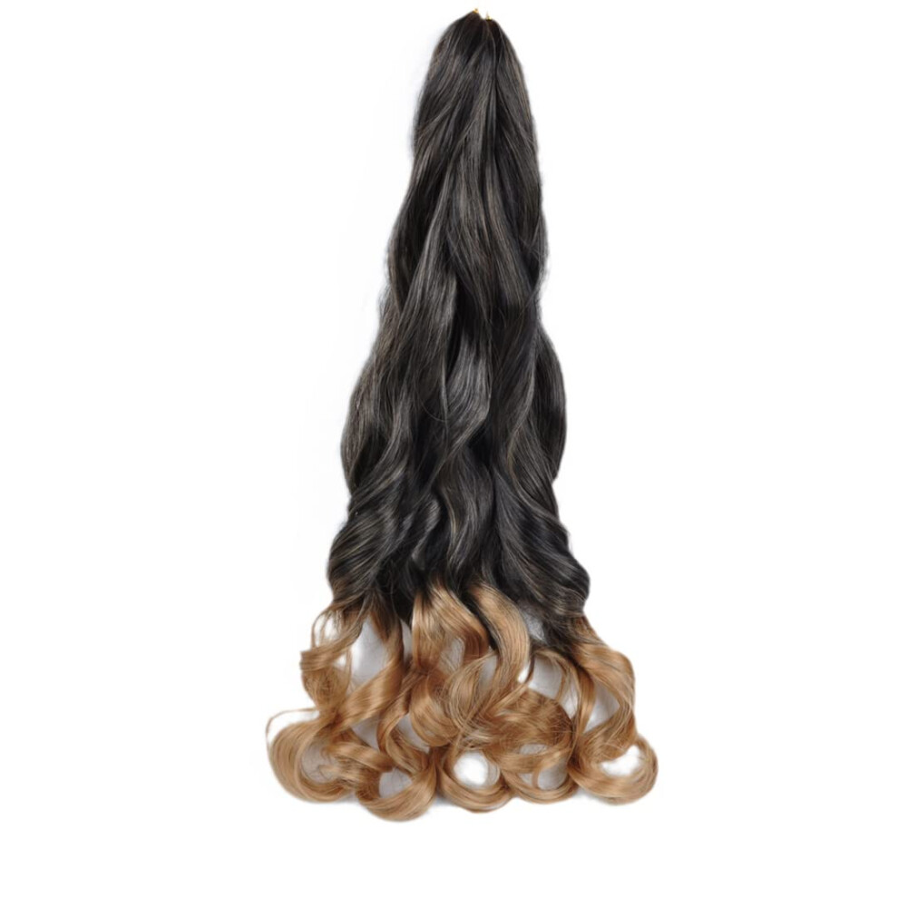 Unisex Black 26 Inch Prelooped Faux Locs Crochet Hair Extensions Ombre Wavy Braids For Women T1b27