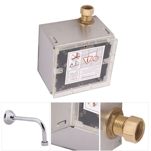 Touchless Urinal Flush Kit Featuring Sensing Technology And Automatic Flushing System With Stainless Steel Panel And Water Saving Design For 1
