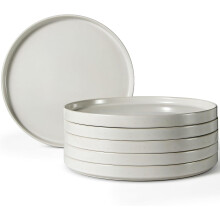10 Inch Dinner Plates Set of 6, Ceramic Salad Plates, Scratch Resistant Dish Set for Steak, Pasta, Microwave & Dishwasher Safe