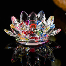 Jacenvly Valentines Day Decorations Clearance 7 Colors Crystal Glass Lotu Flower Candle Tea Light Holder Buddhist Candlestick