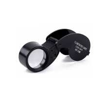 Illuminated Jewelers Loupe Foldable Magnifier with LED Light - 40X Metal Pocket Loupe for Jewelry, Watches Repair & Gems Stones