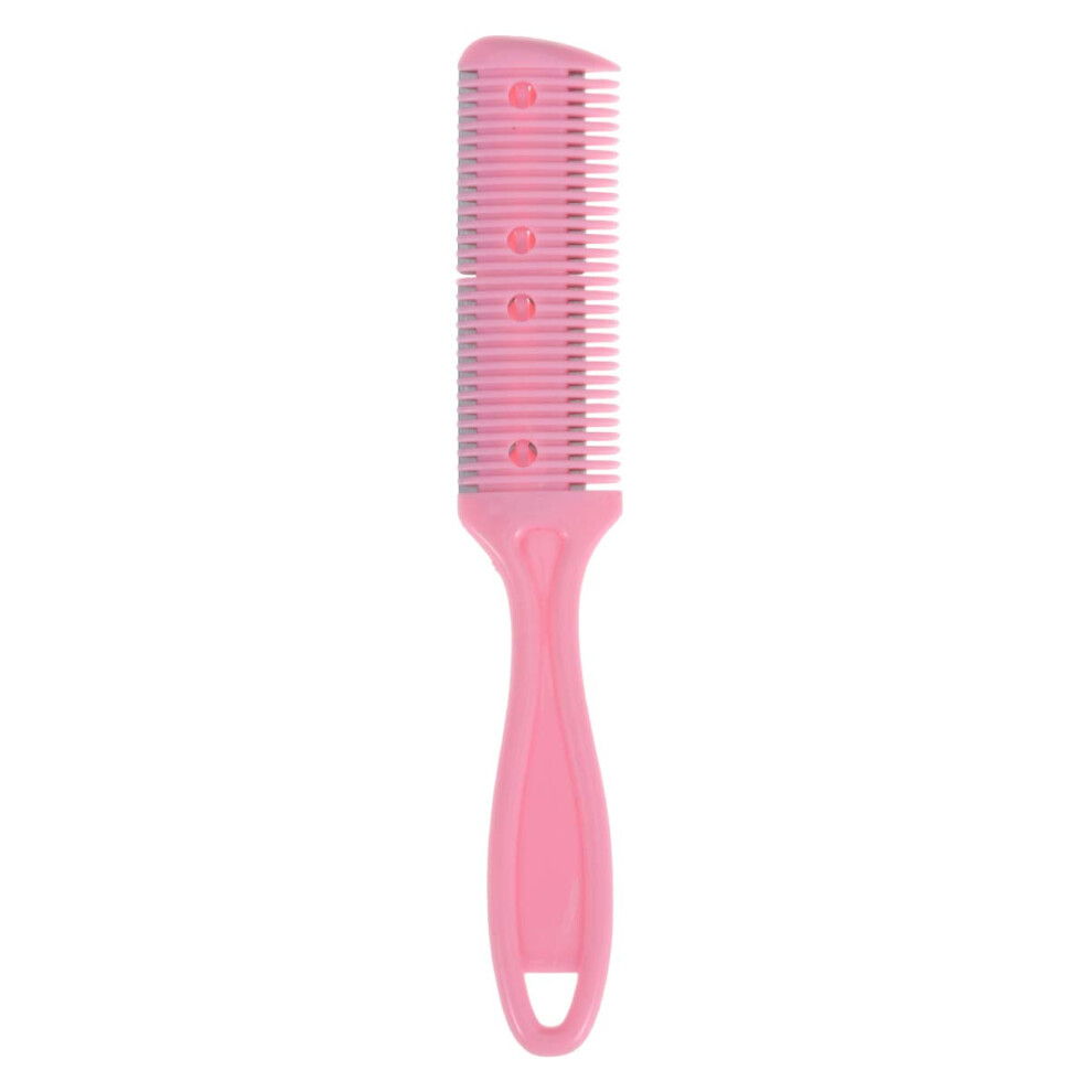 Unisex Pink Hair Cutter Comb And Hair Cutting Scissors With Dual Function Design, Stainless Steel Blade