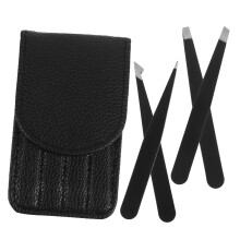 Tweezers Set Stainless Steel Precision Eyebrow and Ingrown Hair Removal MultiShape Tools with Travel Pouch