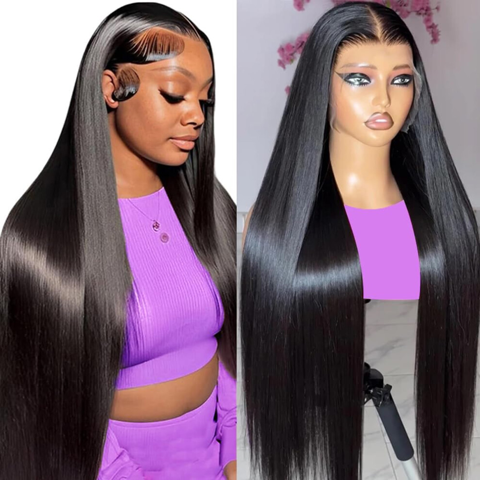 Unisex 13X6 Hd Lace Front Wig 200 Density Pre Plucked Brazilian Straight Human Hair Wig For Women