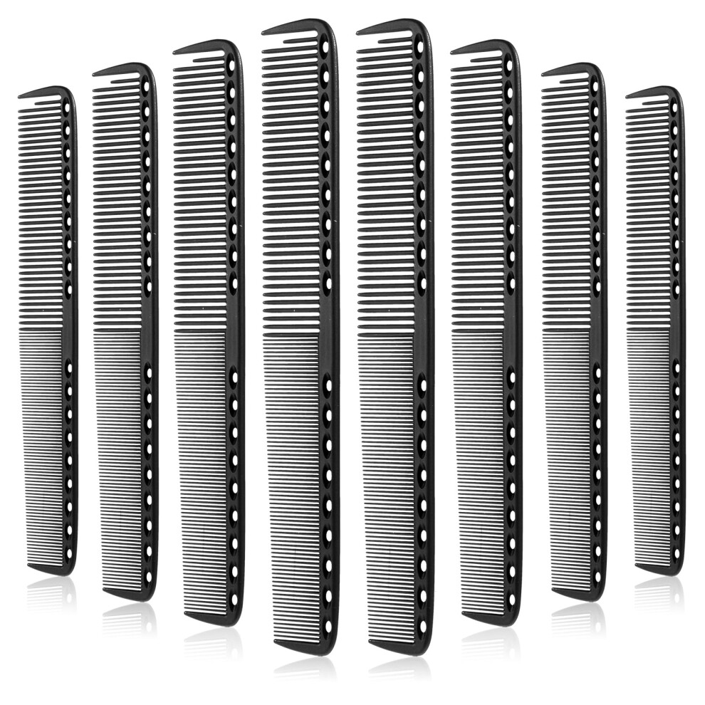 Unisex Black 8 Pack Carbon Barber Comb Set Â Heat Resistant Professional Hair Combs For Smooth Detangling
