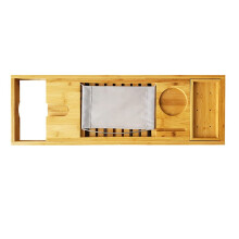 Extendable Bathtub Tray with Book and Wine Holder Spa Organizer Rack for Bathroom Storage Shelf (Color D E)