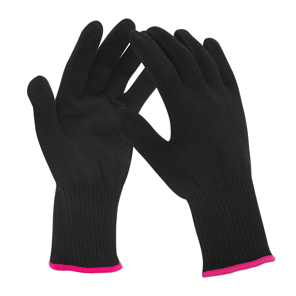 Red Heat Resistant Gloves For Hair Styling, 2 Pairs Professional Antiscalding Cotton Gloves For Curling Irons (Rose )