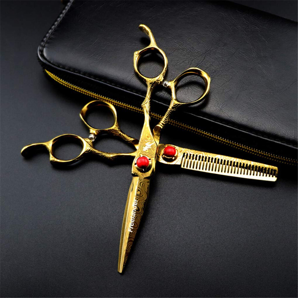 Professional Hair Cutting Scissors Set Japanese Steel 6.0 Inch Barber and Thinning Shears