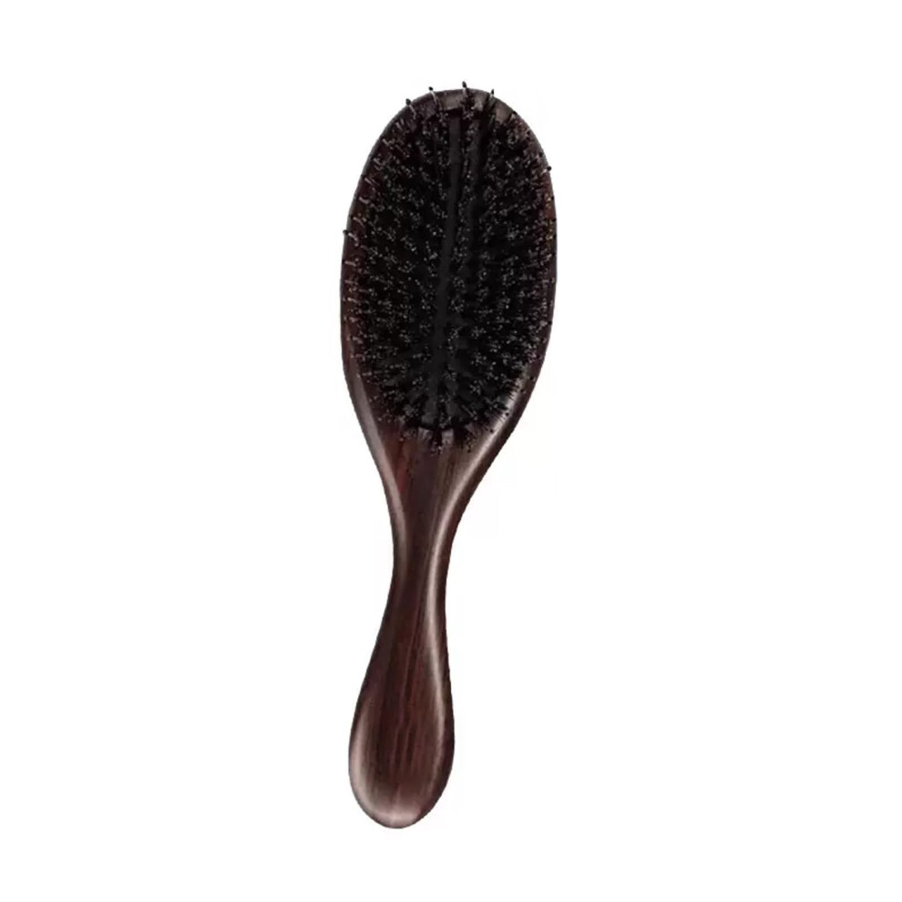 Unisex Boar Bristle Paddle Hair Brush Small Wooden For Gentle Detangling Shine And Scalp Massage