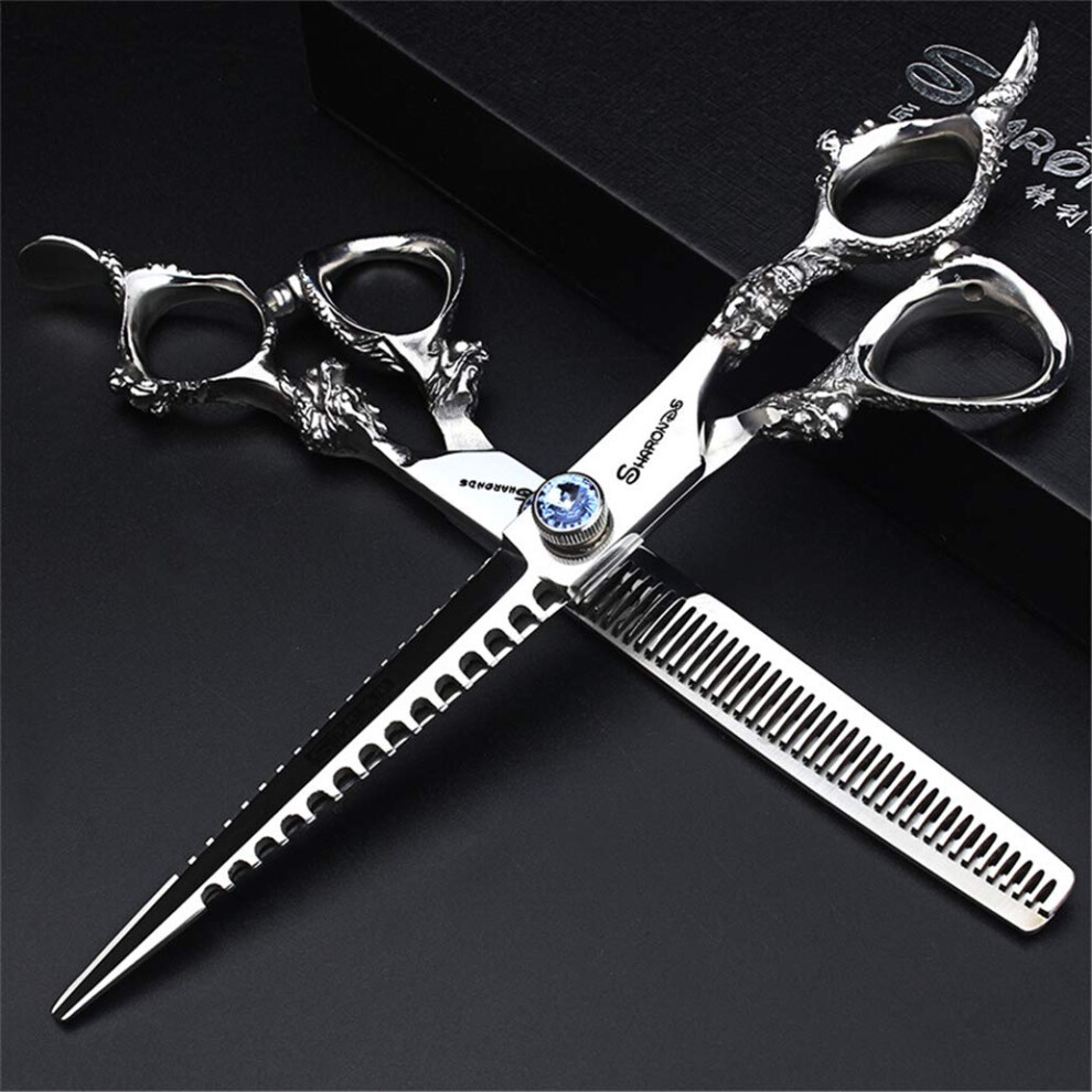 Professional Japanese Steel Hair Cutting Scissors 7.0 Inch Barber Salon Hairdressing Shears Ergonomic Grip