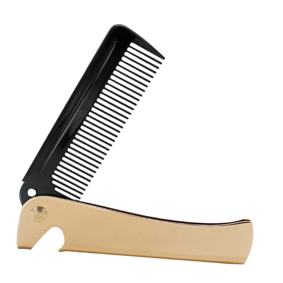 Unisex Stainless Steel Foldable Beard And Pocket Hair Comb With Antistatic Smooth Teeth For Men Travel Grooming