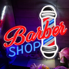 Neon Sign LED Barber Pole Light for Salon Haircut Storefront Wall Decor USB Powered