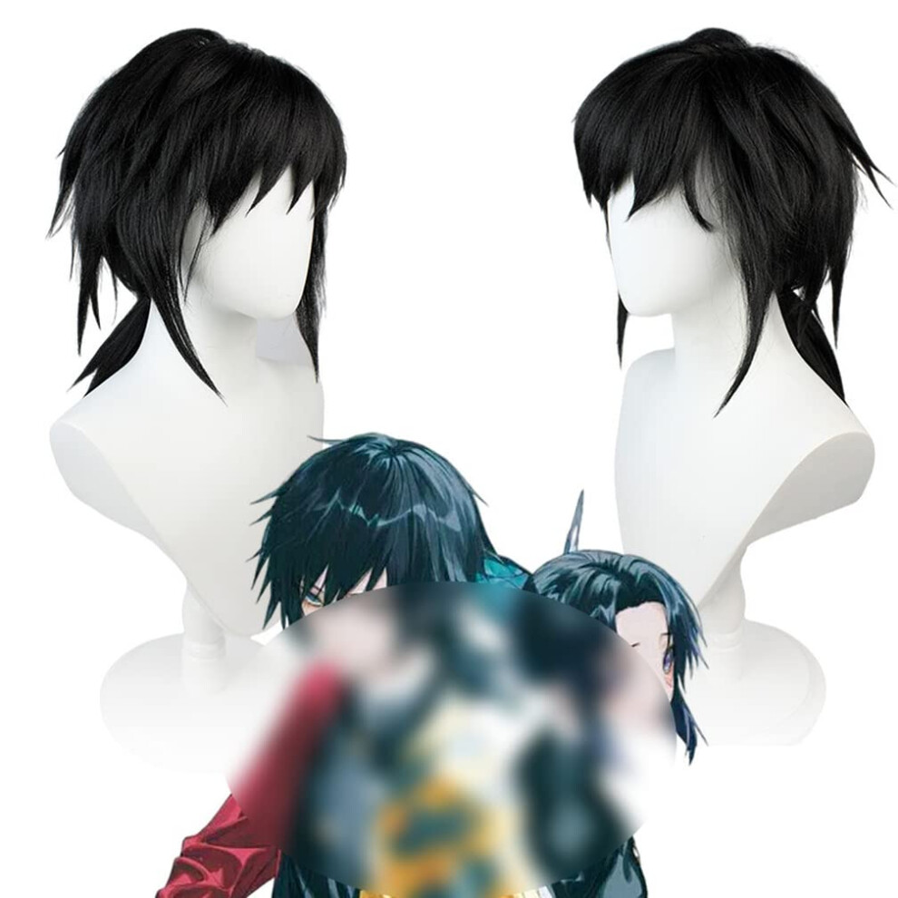 Anime Cosplay Wig Long Yellow Tomioka Giyuu Style Heat Resistant Synthetic Hair for Halloween