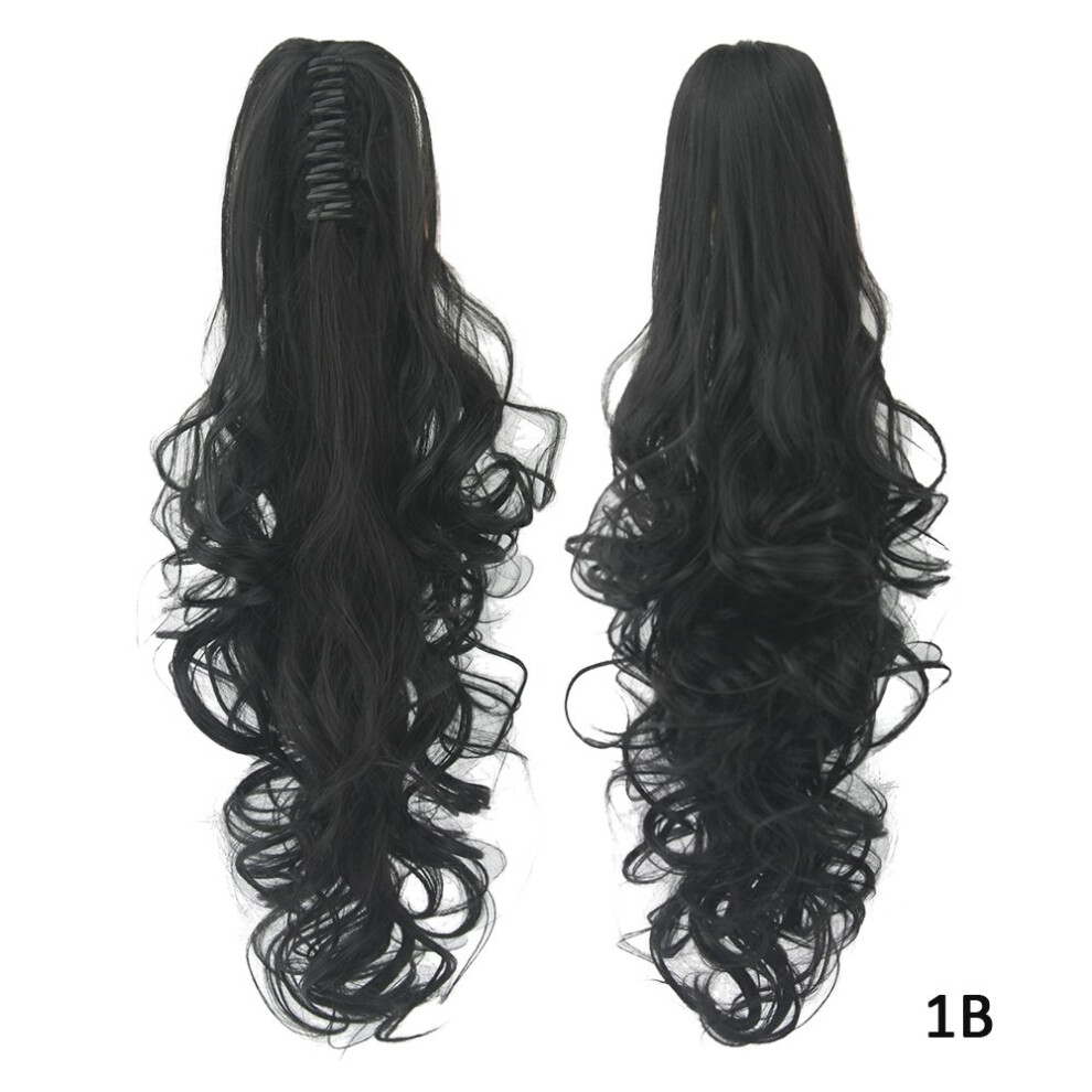 Unisex 24 Inch Curly Clip In Ponytail Hair Extension Synthetic Blonde Ombre T1b/613 For Women