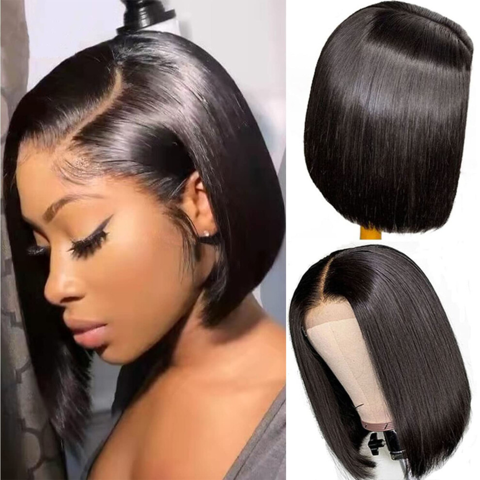 8 Inch Straight Bob Wig Human Hair 150% Density Brazilian Virgin Hair HD Transparent Lace