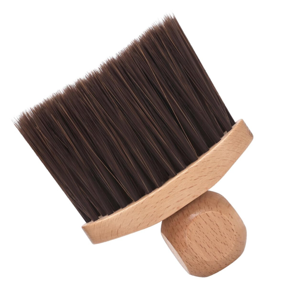 Barber Neck Duster Brush with Soft Nylon Bristles and Ergonomic Wooden Grip for Hair Cutting