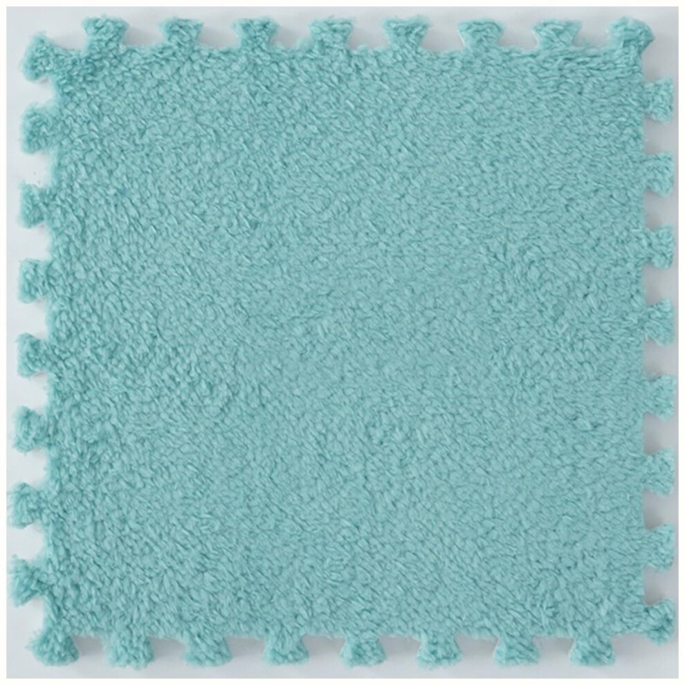 40Pcs Soft Non Slip Plush Carpet Tiles Interlocking Puzzle Floor Mats For Living Room 30X30cm Sky Blue