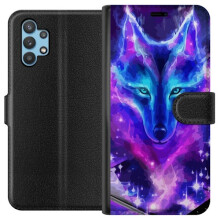 Compatible with Samsung Galaxy A32 5G Wallet Case Neon Wolf