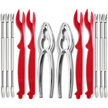 12Pcs Crab Crackers and Tools/Lobster Nut Crackers and Picks - 6 Crab Leg Forks 4 Lobster Shellers, 2 Stainless Steel Seafood Crackers & Storage Bag