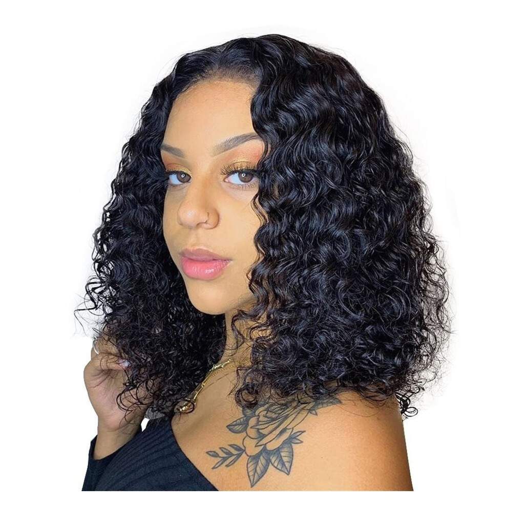 Unisex Brown Brazilian Deep Wave Bob Wig 4X4 Glueless Lace Front Virgin Human Hair Pre Plucked Natural Hairline 180% Density For Women
