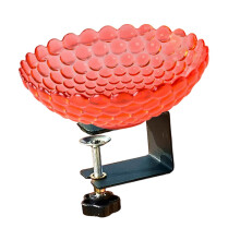 Deck Mounted Bird Bath with Adjustable Steel Clamp, 2 in 1 Feeder Bowl for Balcony Garden Patio, Scarlet