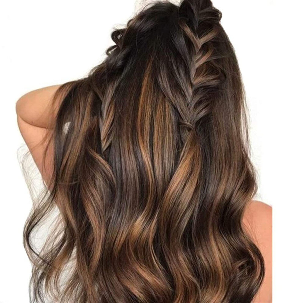 Unisex Hd Transparent Lace Front Human Hair Wig 16 Inch Ombre Highlight Wavy Brazilian Glueless