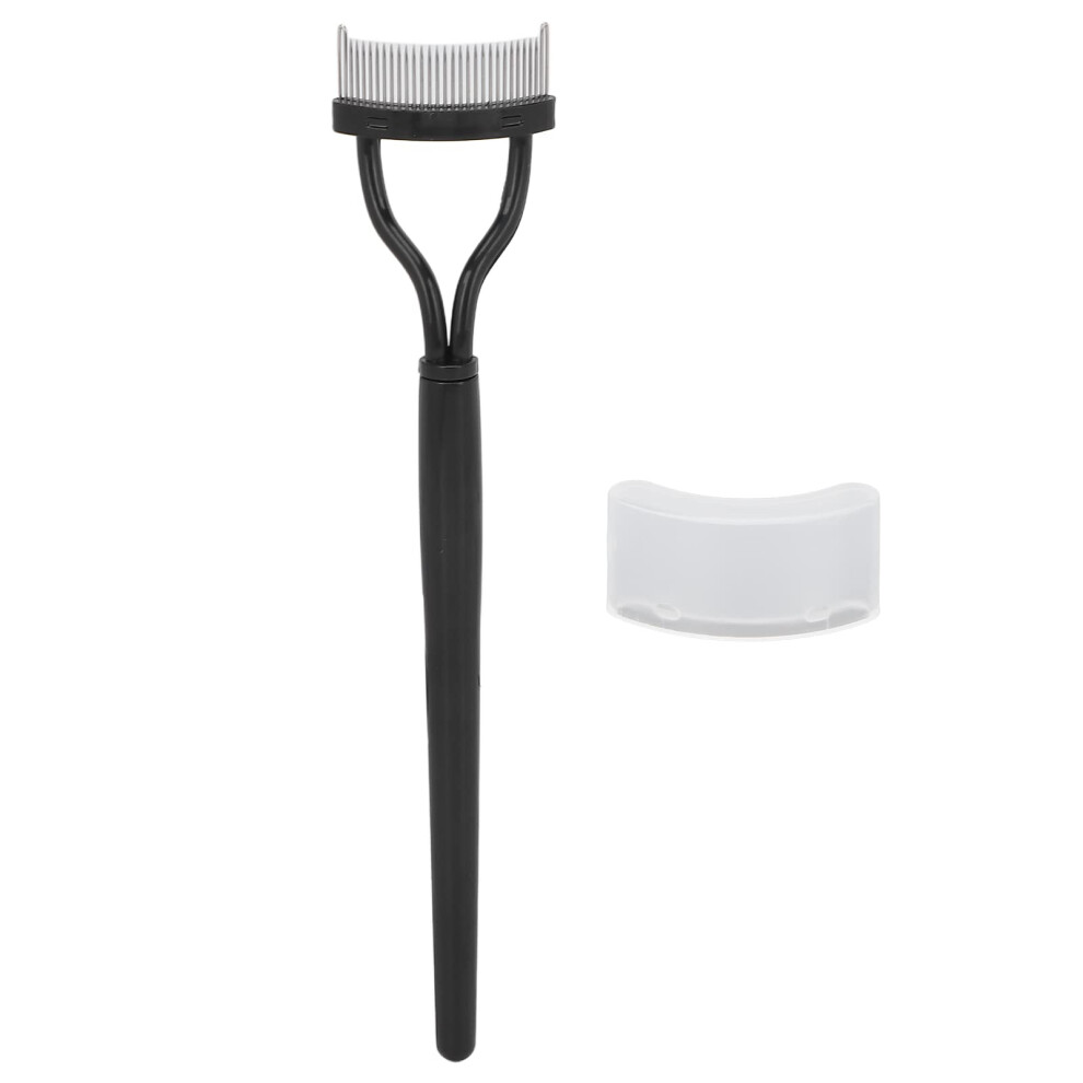 Eyelash Comb with Protective Cover, Stainless Steel Curved Lash Separator for Precise Brow Grooming