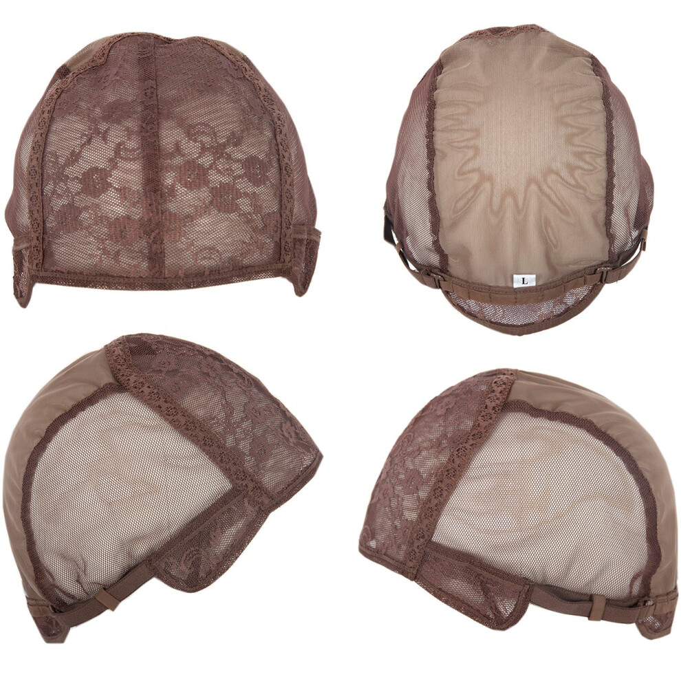 Light Brown Large Swiss Lace Wig Cap for Making Wigs with Adjustable Strap and Secure Combs