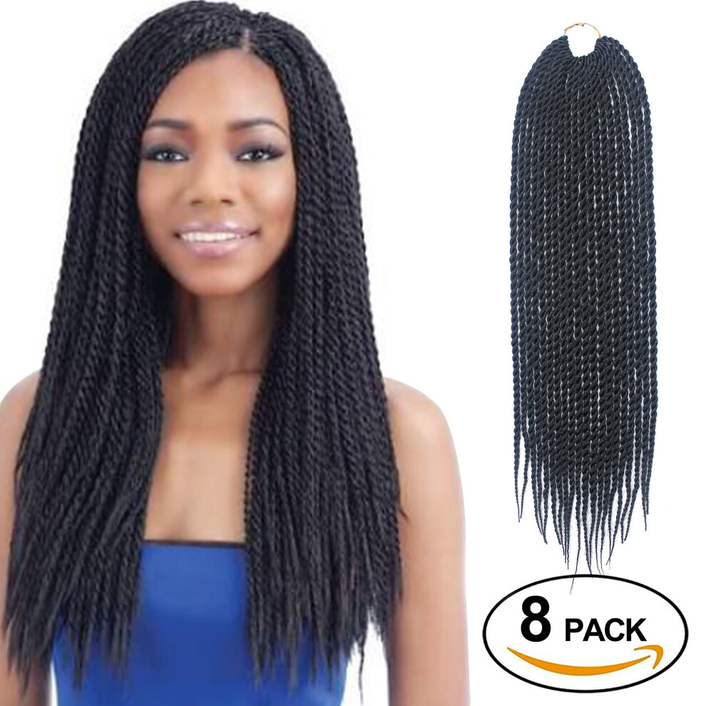 Senegalese Twist Crochet Hair 8 Packs 18 Inch Havana Mambo Extensions, Heat Resistant Synthetic Fiber, Natural Lightweight, Easy Install (1B#)