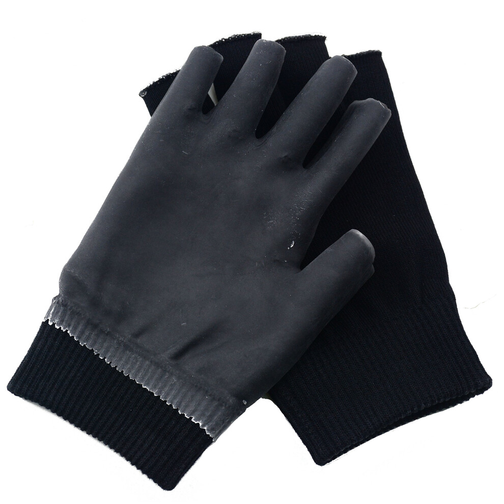 Moisturizing Spa Gloves with MoistureRich Gel Lining, Half Finger Touch Screen, Vitamin E, Black
