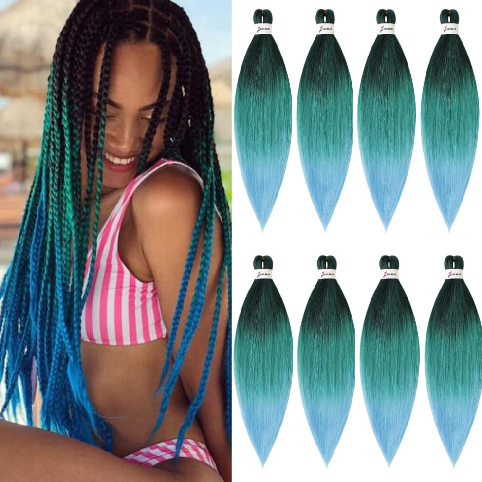 Unisex Pre Stretched Braiding Hair 8 Packs Ombre 26 Inch Yaki Texture Synthetic Extensions For Box Braids