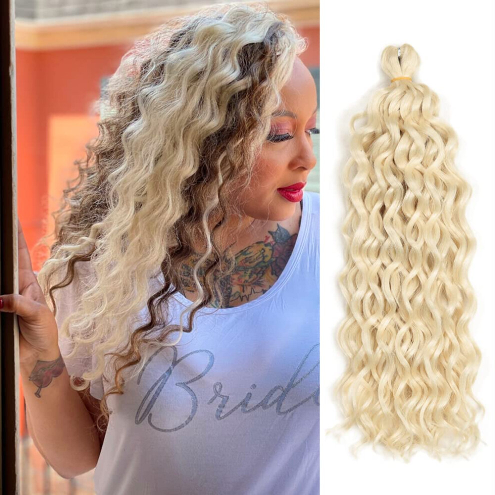 Unisex 5 Packs Ocean Wave Crochet Braiding Hair 24 Inch Boho Goddess Locs Extensions Ombre 613#