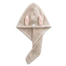 Microfiber Hair Turban Quick Dry Towel Cap with Soft Absorbent Coral Fleece for Kids Gray